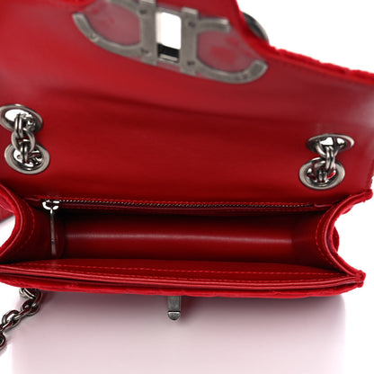 Salvatore Ferragamo Velvet Quilted Gancini Flap Bag Red 5 of 13