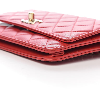 Chanel Lambskin Quilted Trendy CC Wallet On Chain WOC Red 10 of 12