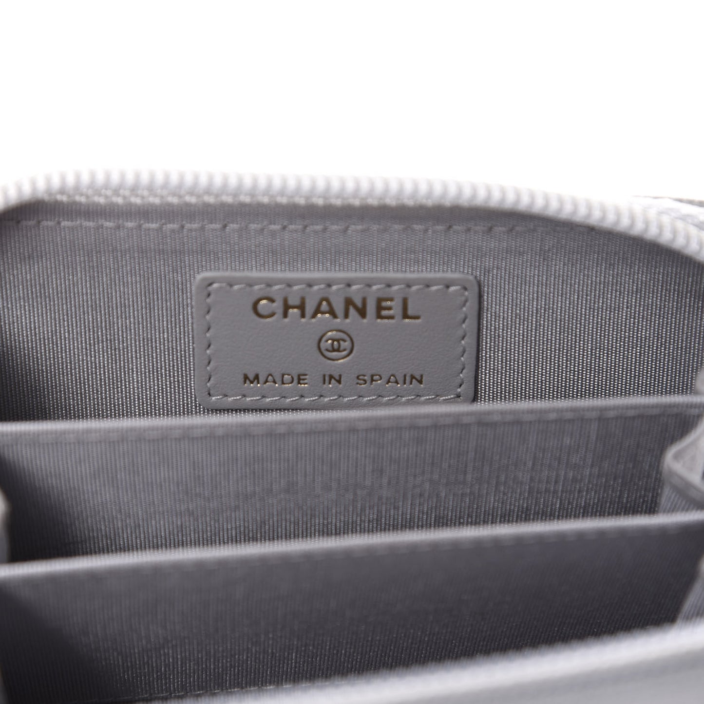 Caviar Quilted Boy Zip Around Coin Purse Wallet Grey