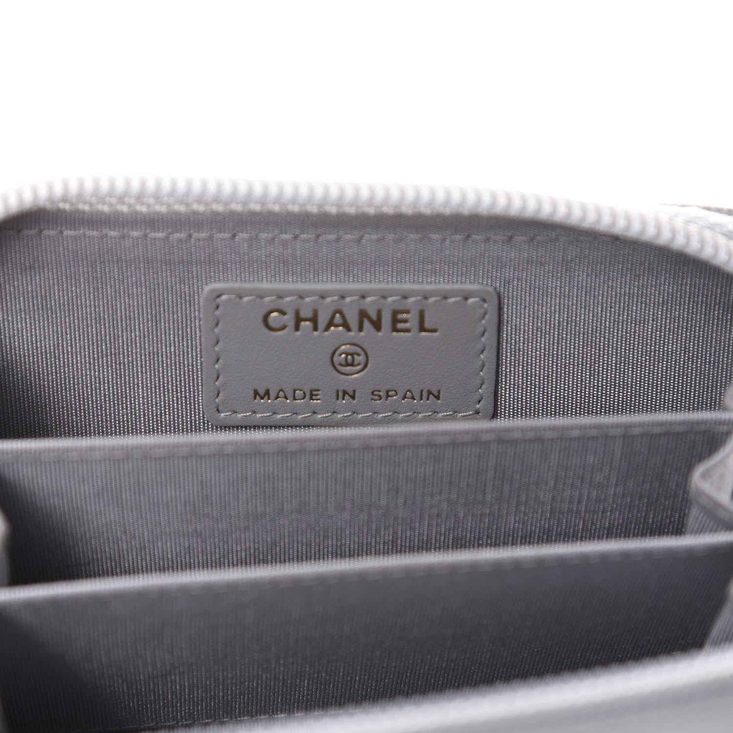 Chanel Caviar Quilted Boy Zip Around Coin Purse Wallet Grey 6 of 7