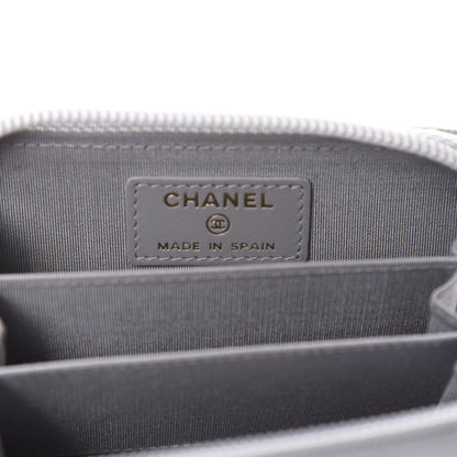 Chanel Caviar Quilted Boy Zip Around Coin Purse Wallet Grey 6 of 7