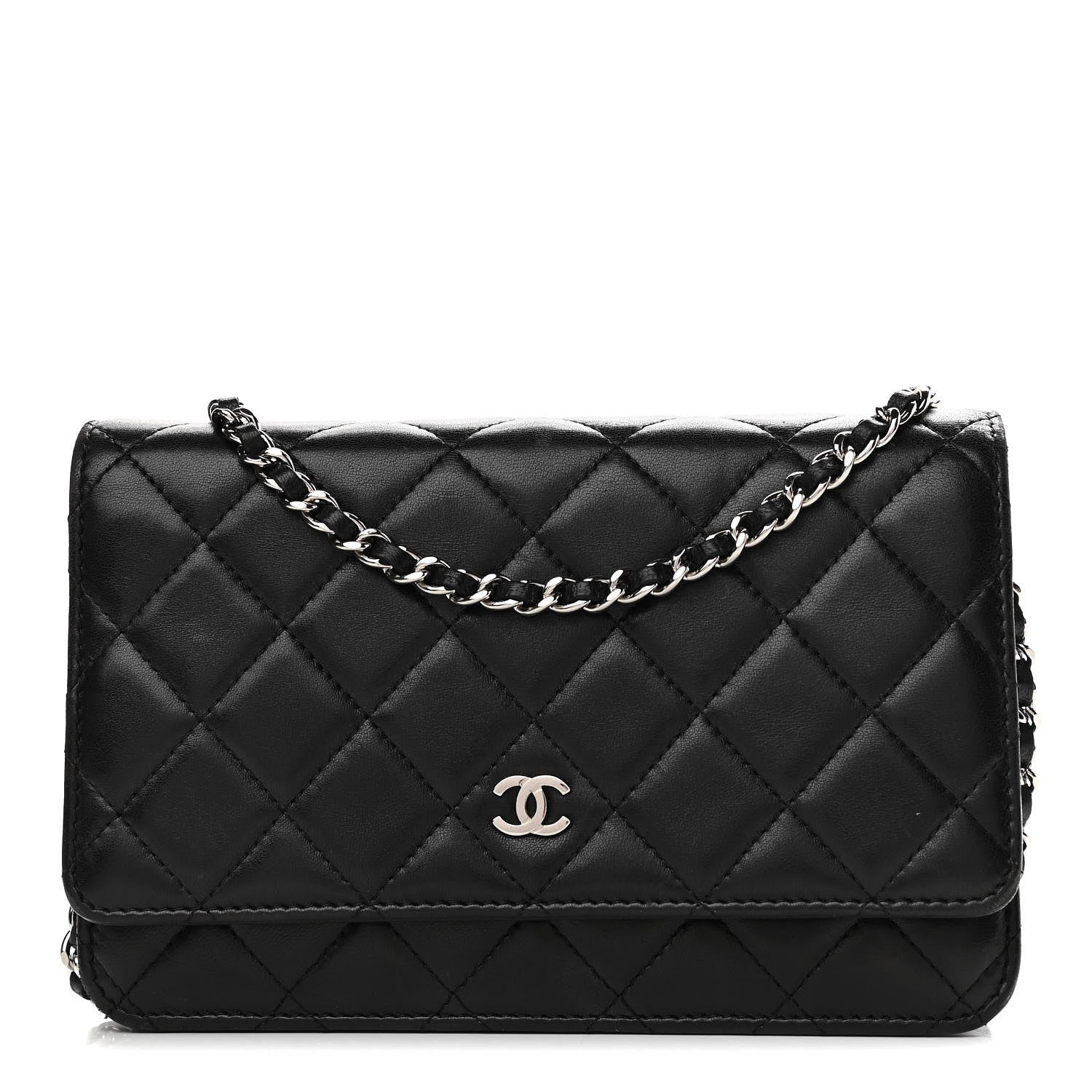 Chanel Lambskin Quilted Wallet On Chain WOC Black 1 of 11