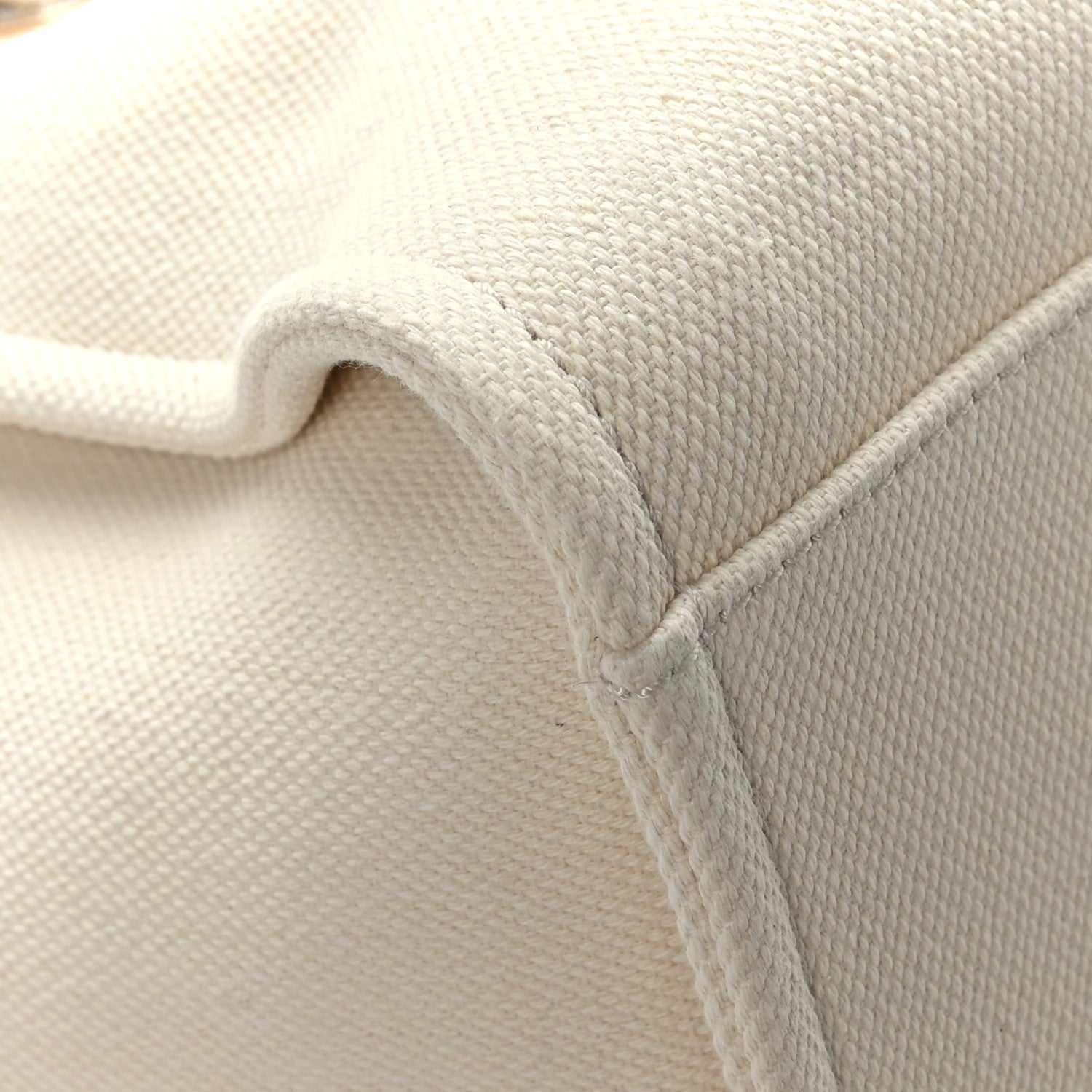 Chanel Canvas Pearl Medium Deauville Tote Ecru Beige 10 of 11