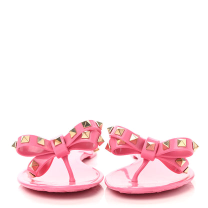 Valentino Garavani PVC Jelly Rockstud Bow Thong Sandals 35 Sweet Pink 2 of 7