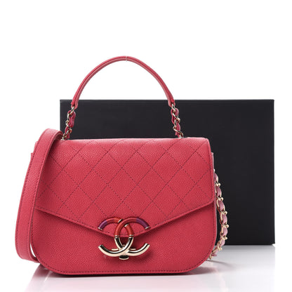 Chanel Grained Calfskin Quilted Small Cuba Top Handle Flap Pink 11 of 11