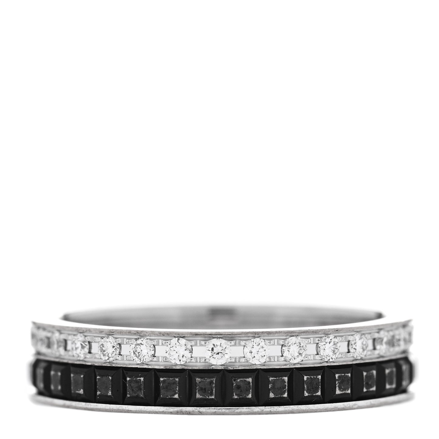 18K White Gold PVD Diamond Quatre Black Edition Wedding Band Ring 48 4.5