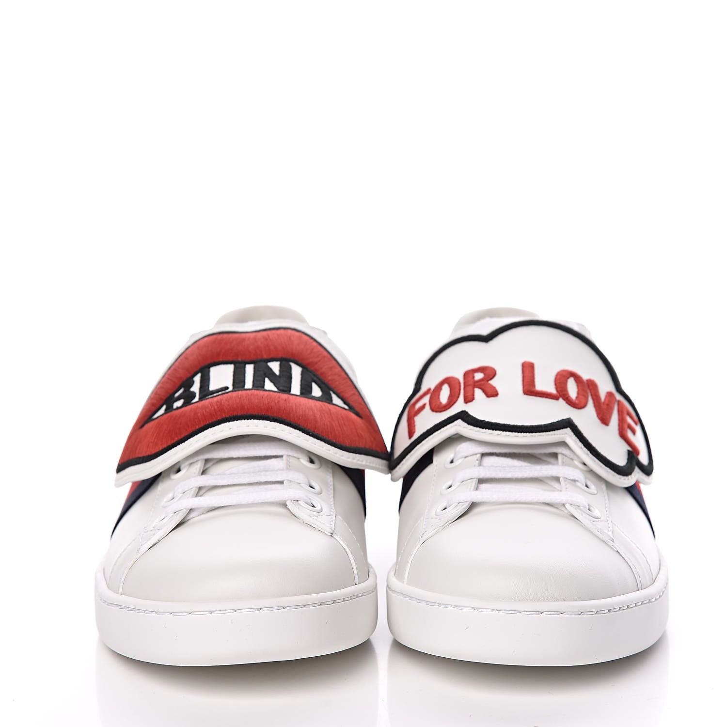Gucci Calfskin Ayers Blind For Love Embroidered Womens Ace Sneakers 38 White 2 of 12