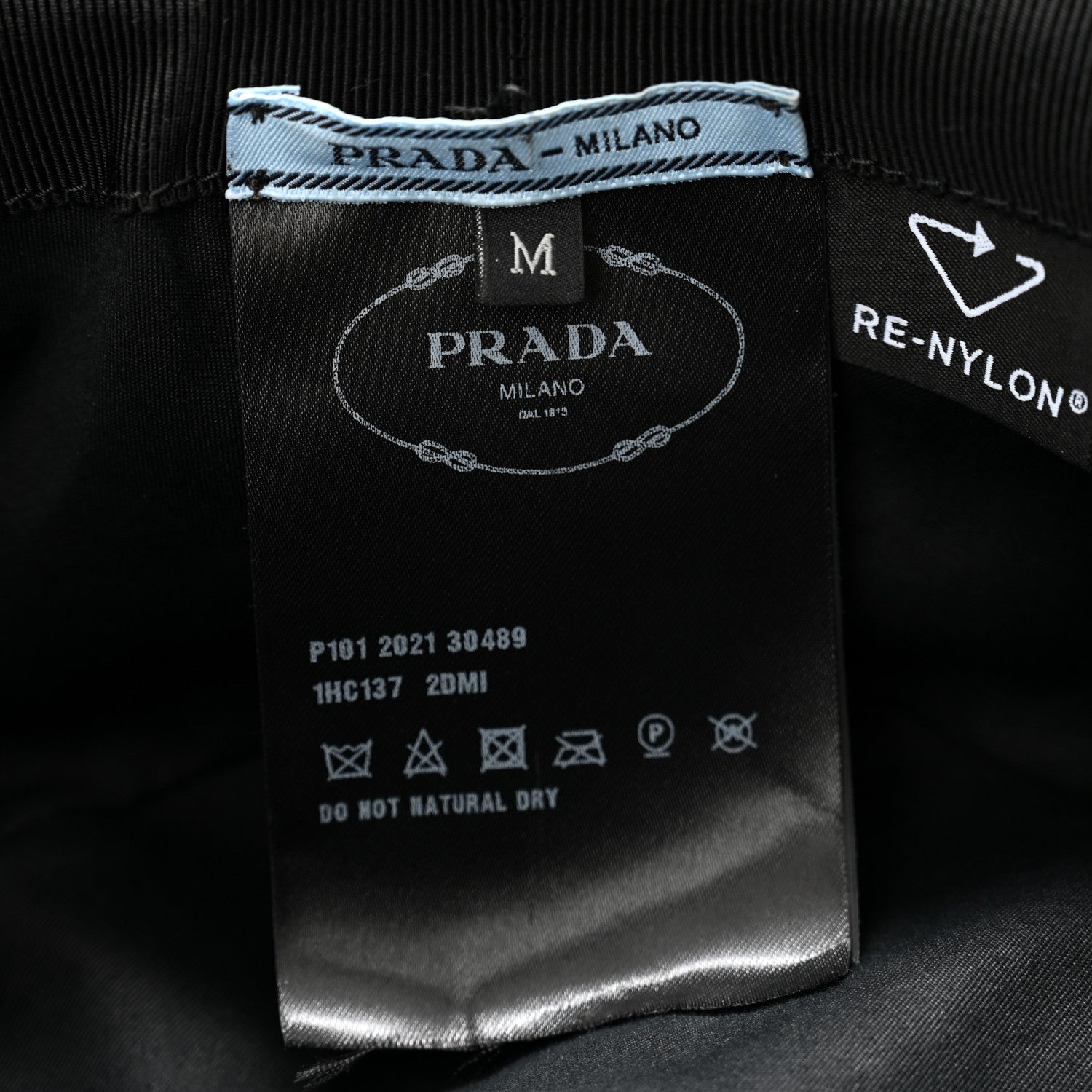 Prada Re-Nylon Metal Triangle Logo Womens Bucket Hat M Black 8 of 10