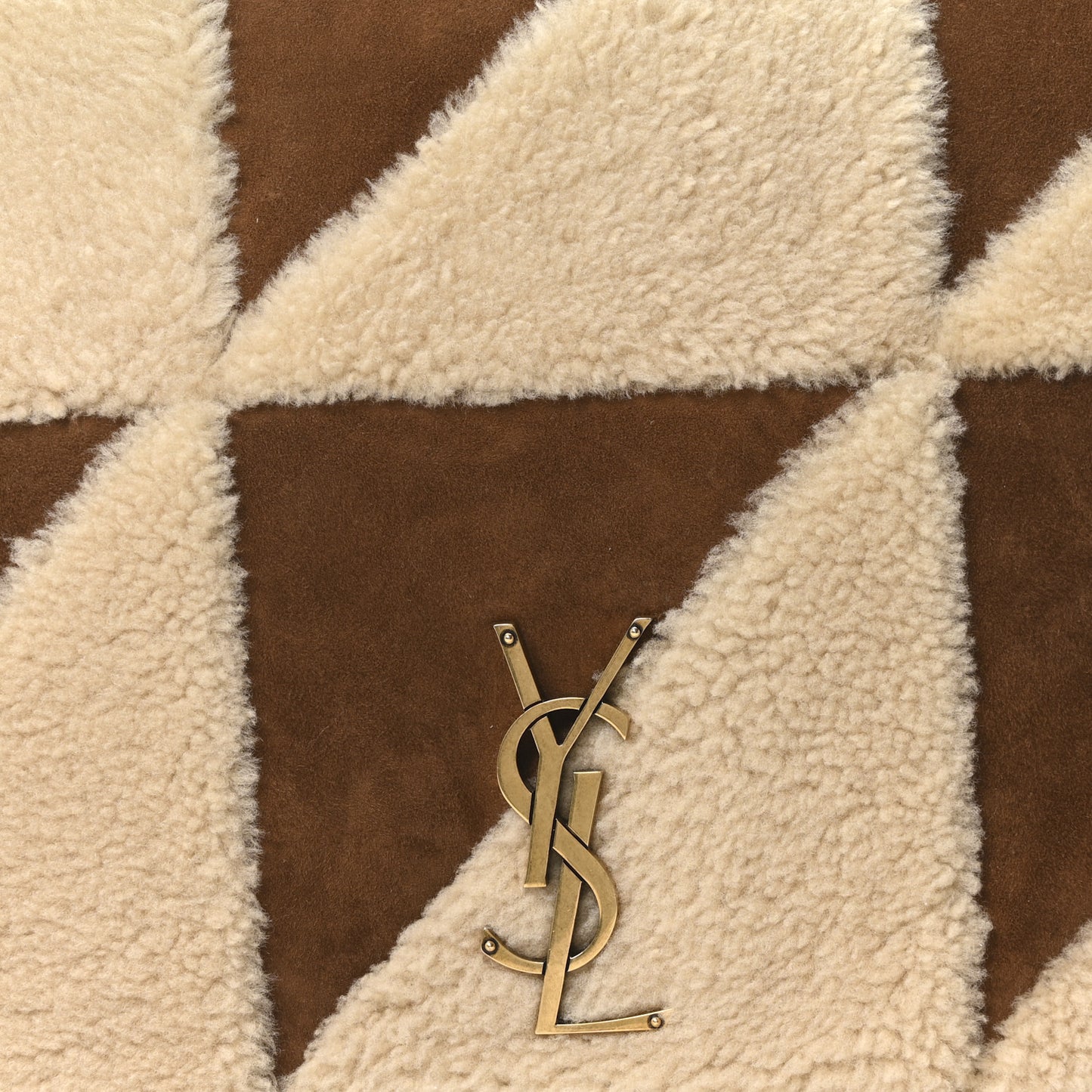 Suede Shearling Patchwork Monogram Giant Jamie Brown Beige