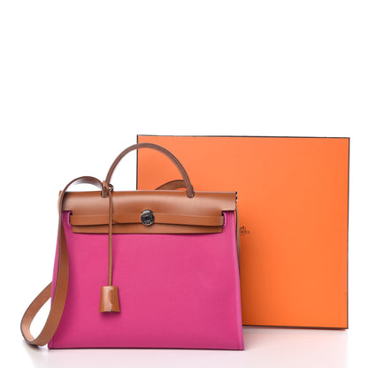 Hermes Vache Hunter Toile Herbag Zip 31 PM Magnolia Fauve 16 of 16