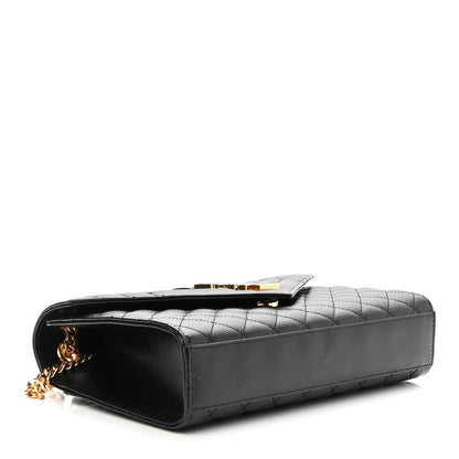 Saint Laurent Grain De Poudre Textured Mixed Matelasse Triquilt Medium Monogram Satchel Black 4 of 9