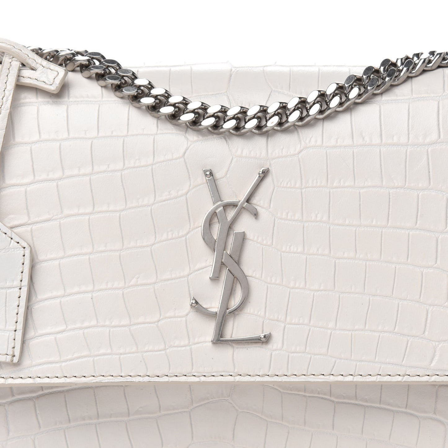 Calfskin Crocodile Embossed Medium Monogram Sunset Blanc Vintage