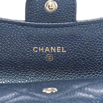 Chanel Iridescent Caviar Quilted Flap Card Holder Dark Blue 6 of 13