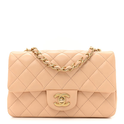 Chanel Lambskin Quilted Mini Rectangular Flap Beige 1 of 16