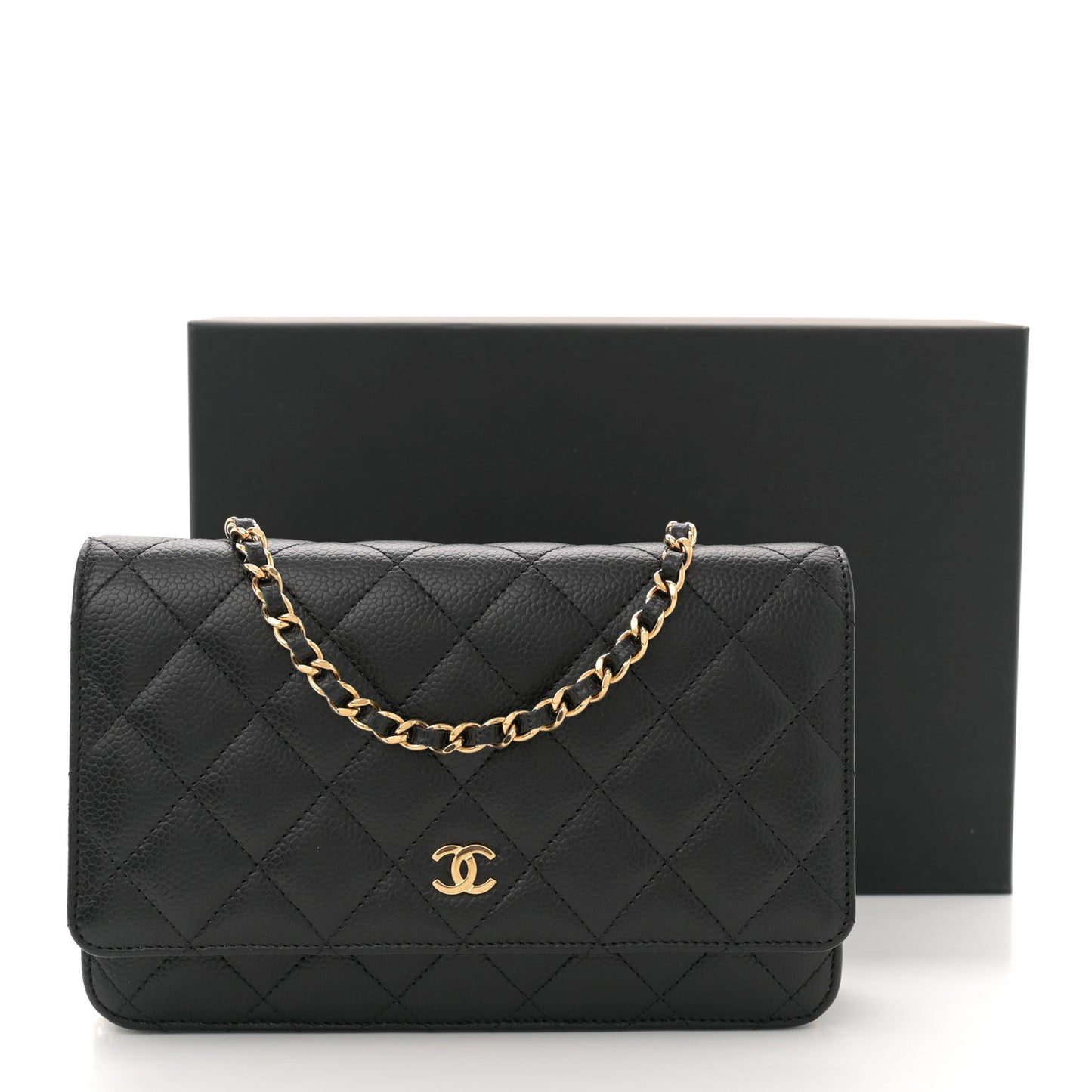 Caviar Quilted Wallet On Chain WOC Black