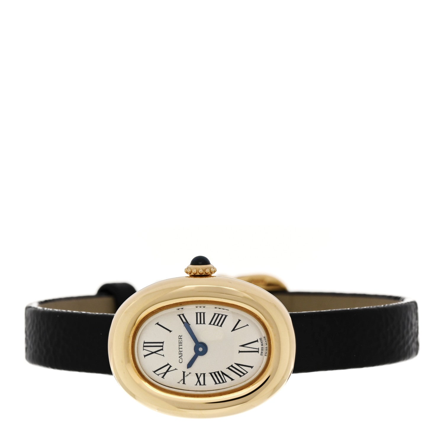 Cartier 18K Yellow Gold Calfskin 18mm Baignoire Quartz Watch 2 of 5