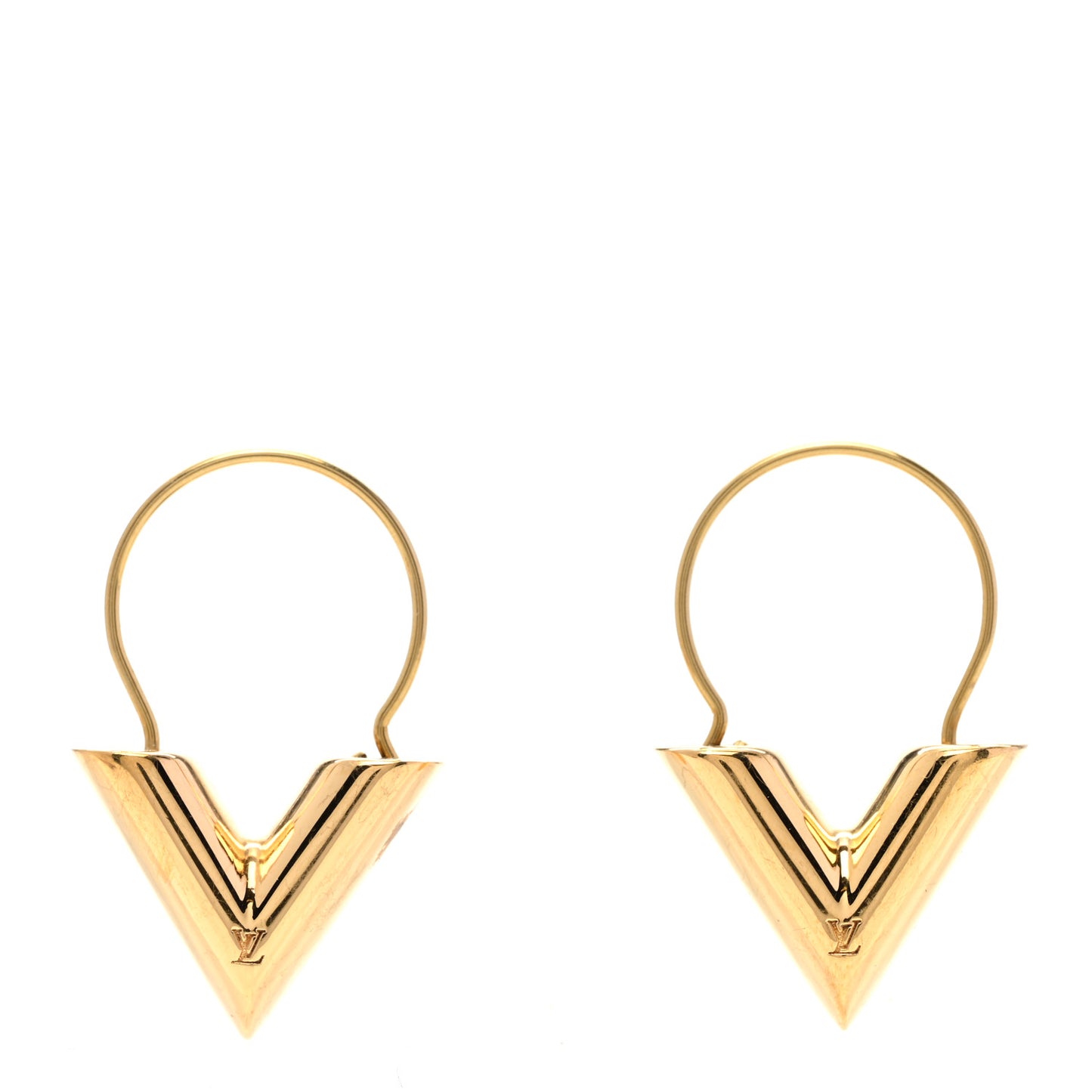 Brass Essential V Hoop Earrings Gold