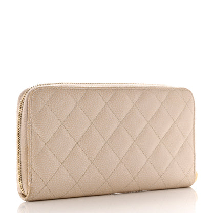 Chanel Iridescent Caviar Quilted Large Gusset Zip Around Wallet Beige 3 of 13