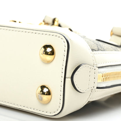 Gucci GG Supreme Monogram Azalea Calfskin Mini Horsebit 1955 Top Handle Bag Beige Ebony Mystic White 9 of 9