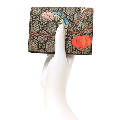 Gucci GG Supreme Monogram Tian Card Case Beige Multicolor Red 2 of 8