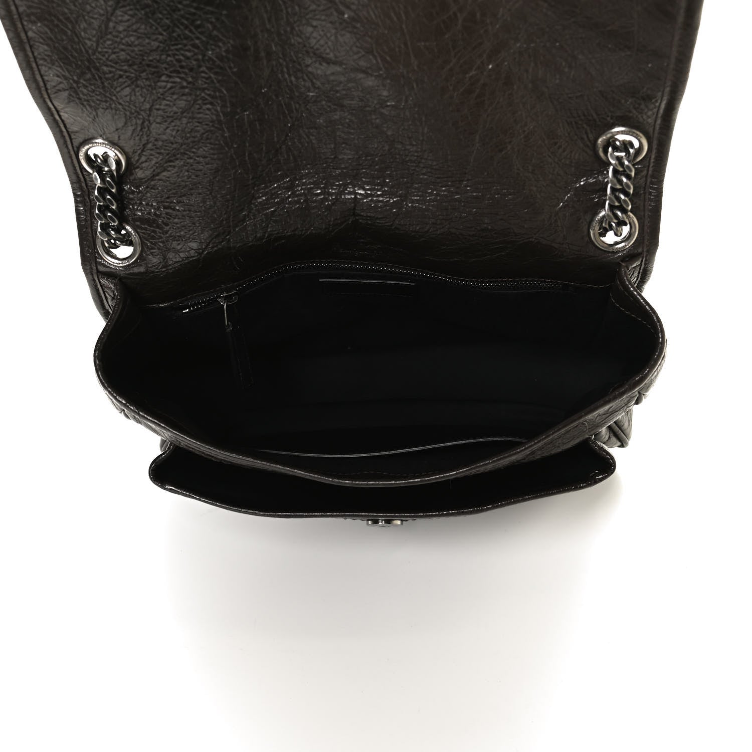 Saint Laurent Crinkled Calfskin Matelasse Monogram Medium Niki Chain Satchel Western Moka 5 of 13