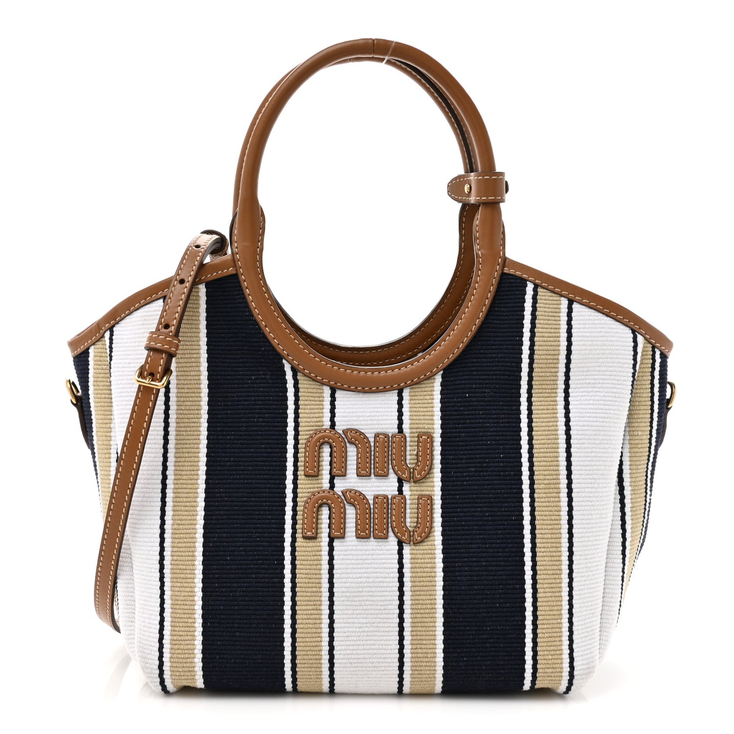 Cannete Canvas Striped Small Ivy Tote Blue Sabbia