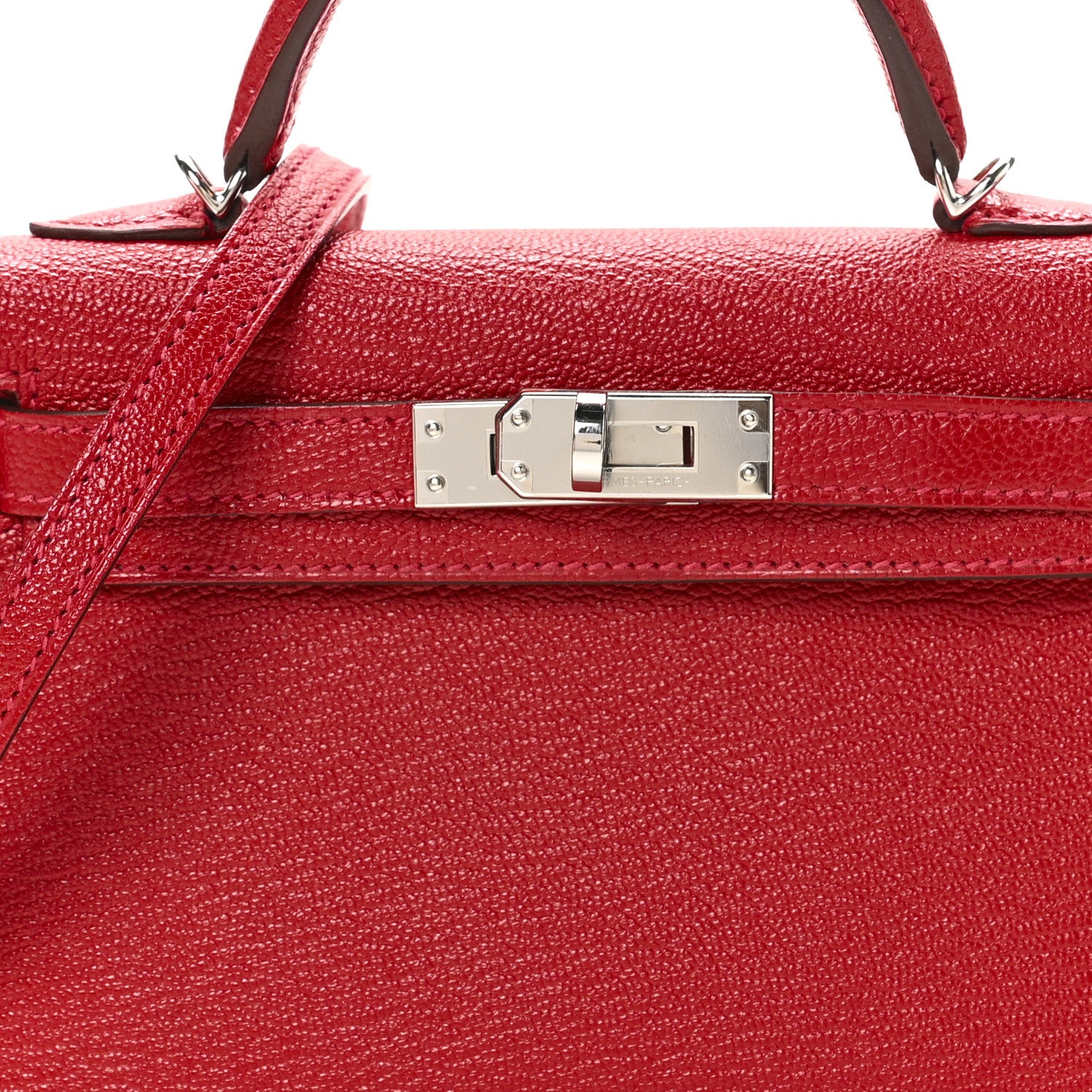 Hermes Chevre Mysore Verso Mini Kelly Sellier 20 Rouge Casaque Bubblegum 8 of 11