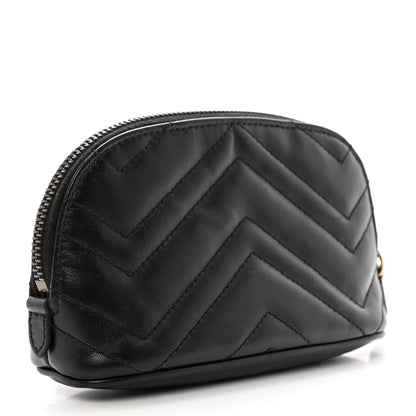 Gucci Calfskin Matelasse GG Marmont Pouch Cosmetic Case Black 3 of 8