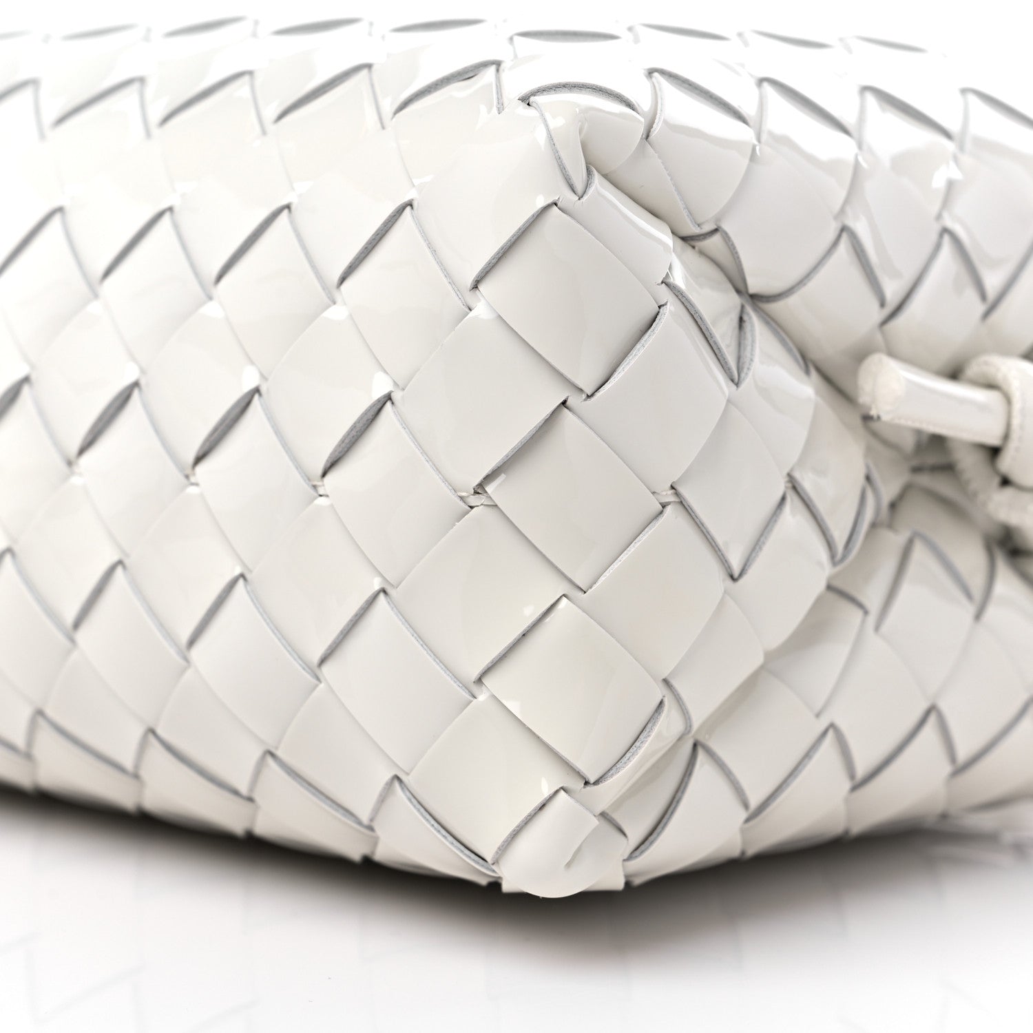 Bottega Veneta Patent Calfskin Intrecciato Small Loop Camera Bag White 8 of 10
