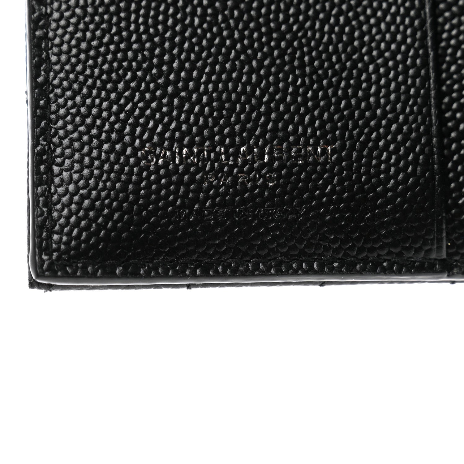 Saint Laurent Grain De Poudre Matelasse Chevron Monogram Zipped Card Case Black 6 of 8
