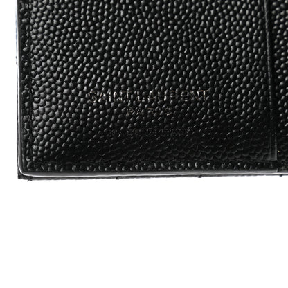 Saint Laurent Grain De Poudre Matelasse Chevron Monogram Zipped Card Case Black 6 of 8