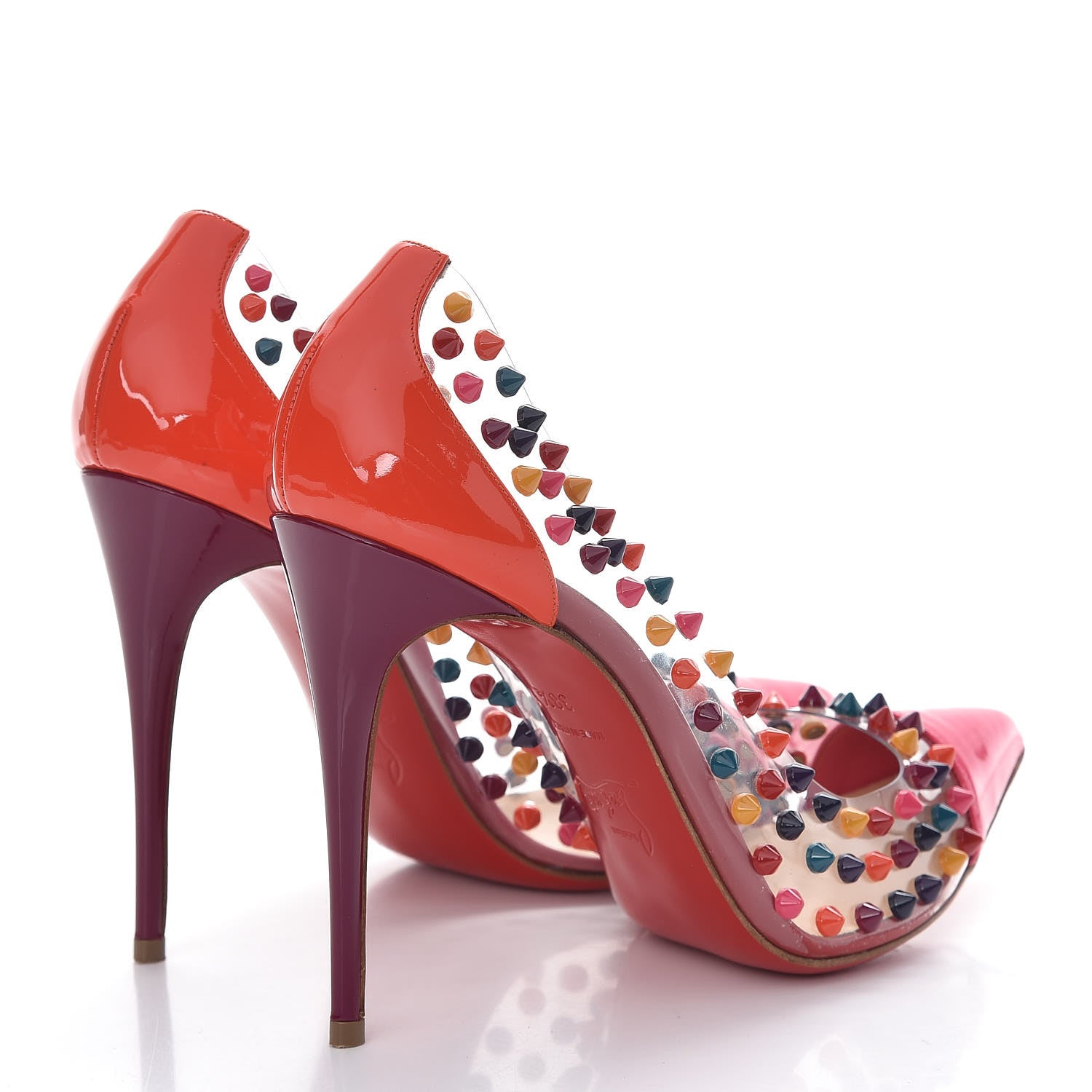 Christian Louboutin Patent PVC Spike Me 100 Pumps 38.5 Pinky 4 of 9