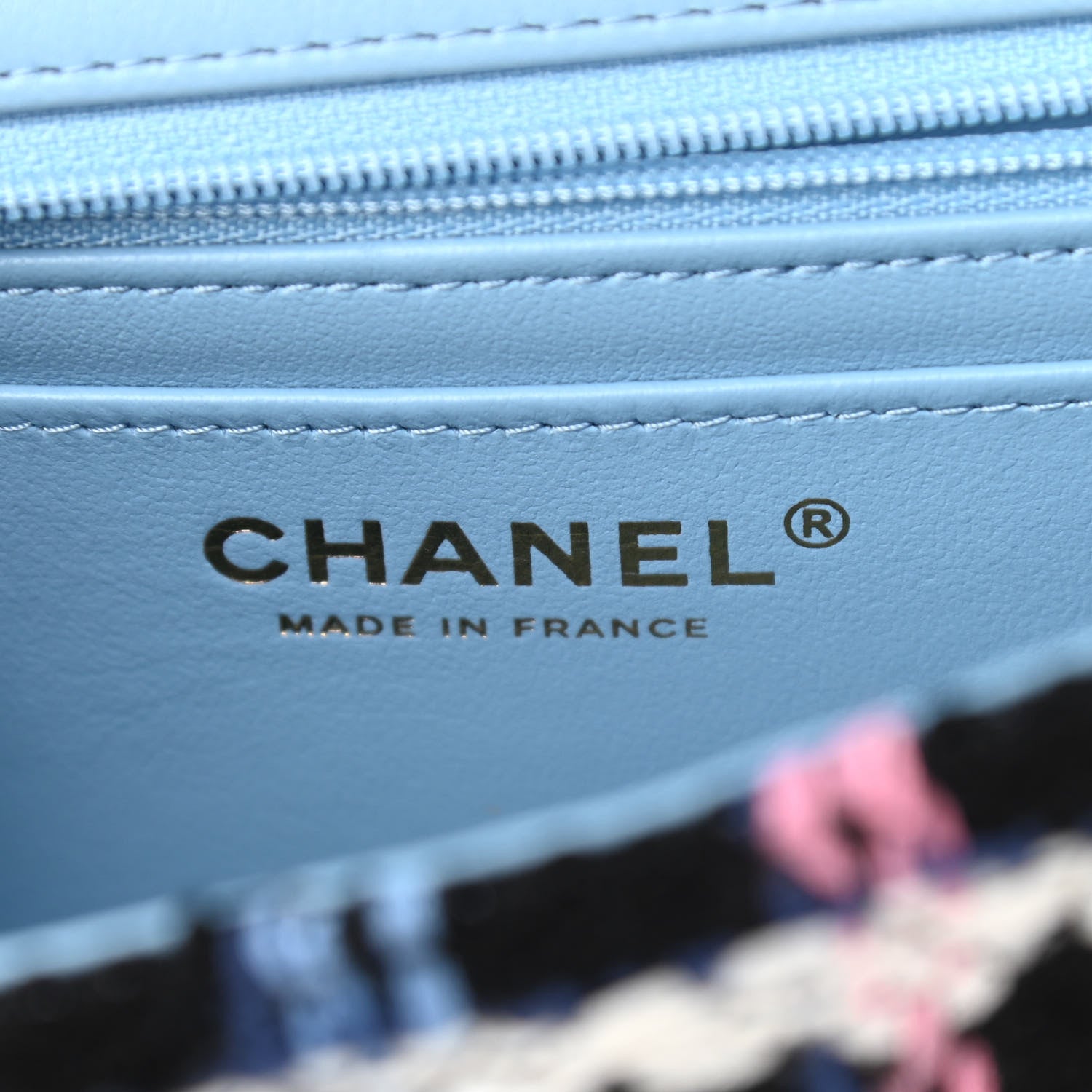 Chanel Tweed Quilted Mini Rectangular Flap Black Pink Blue Ecru 6 of 11