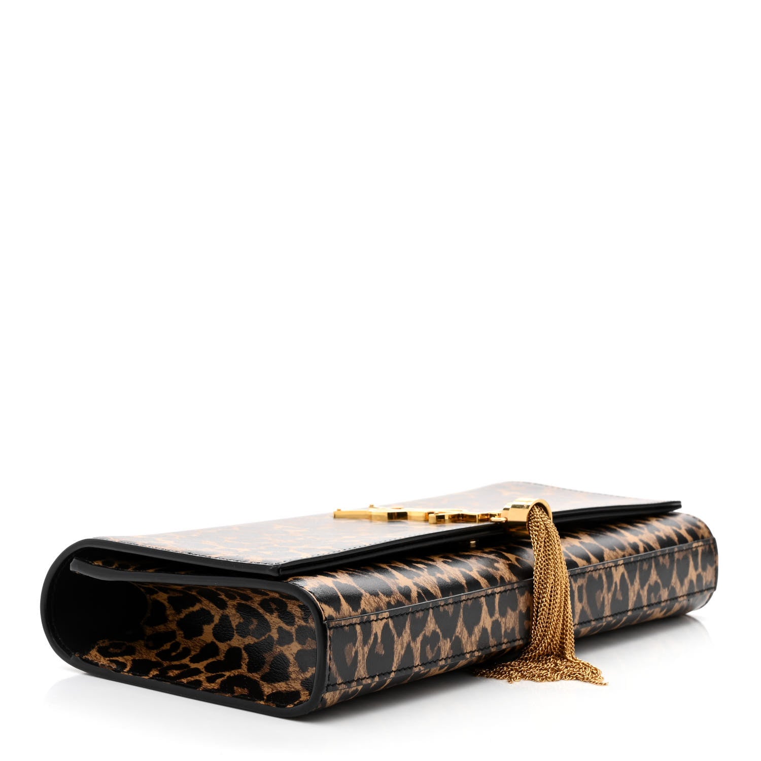 Saint Laurent Calfskin Heart Leopard Printed Classic Monogram Kate Tassel Clutch Naturale 4 of 10