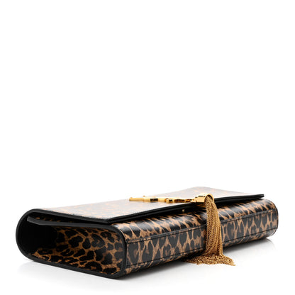 Saint Laurent Calfskin Heart Leopard Printed Classic Monogram Kate Tassel Clutch Naturale 4 of 10