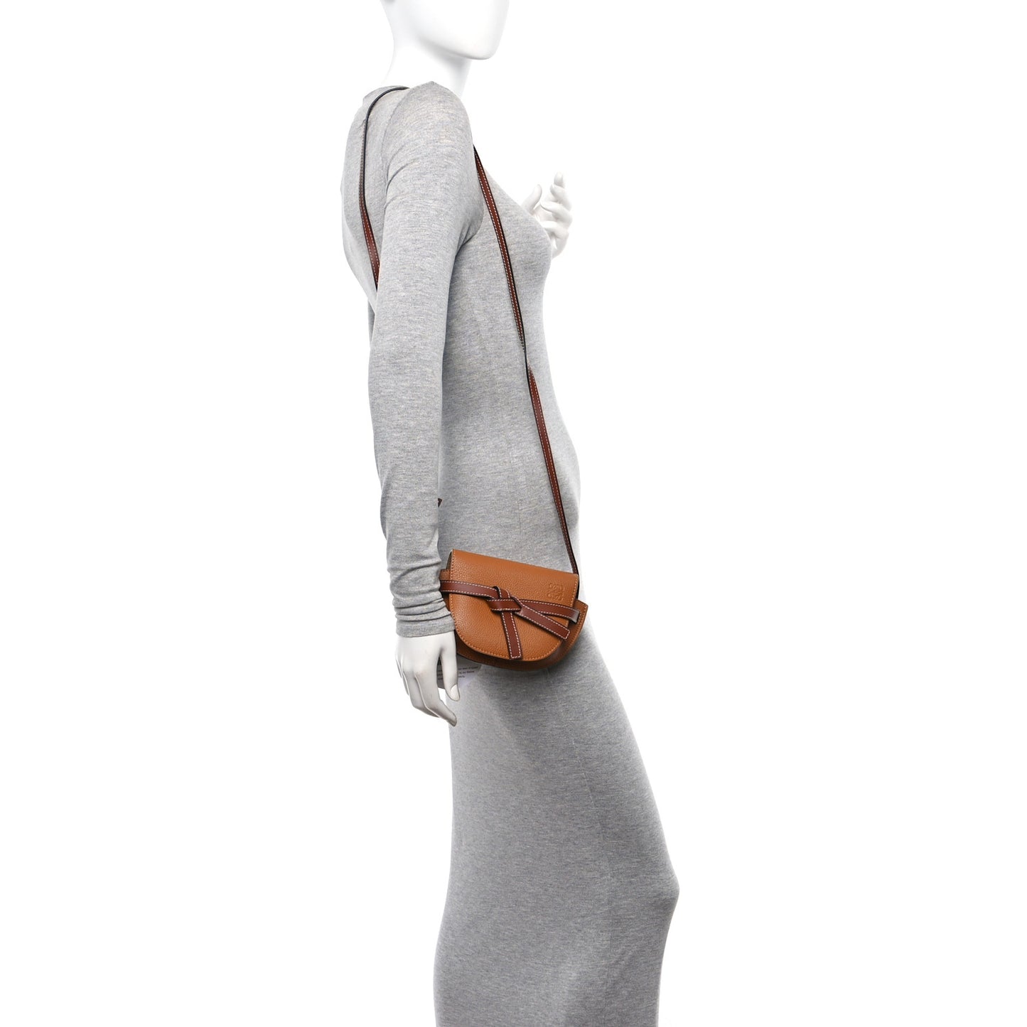 Grained Calfskin Mini Gate Crossbody Bag Caramel Pecan