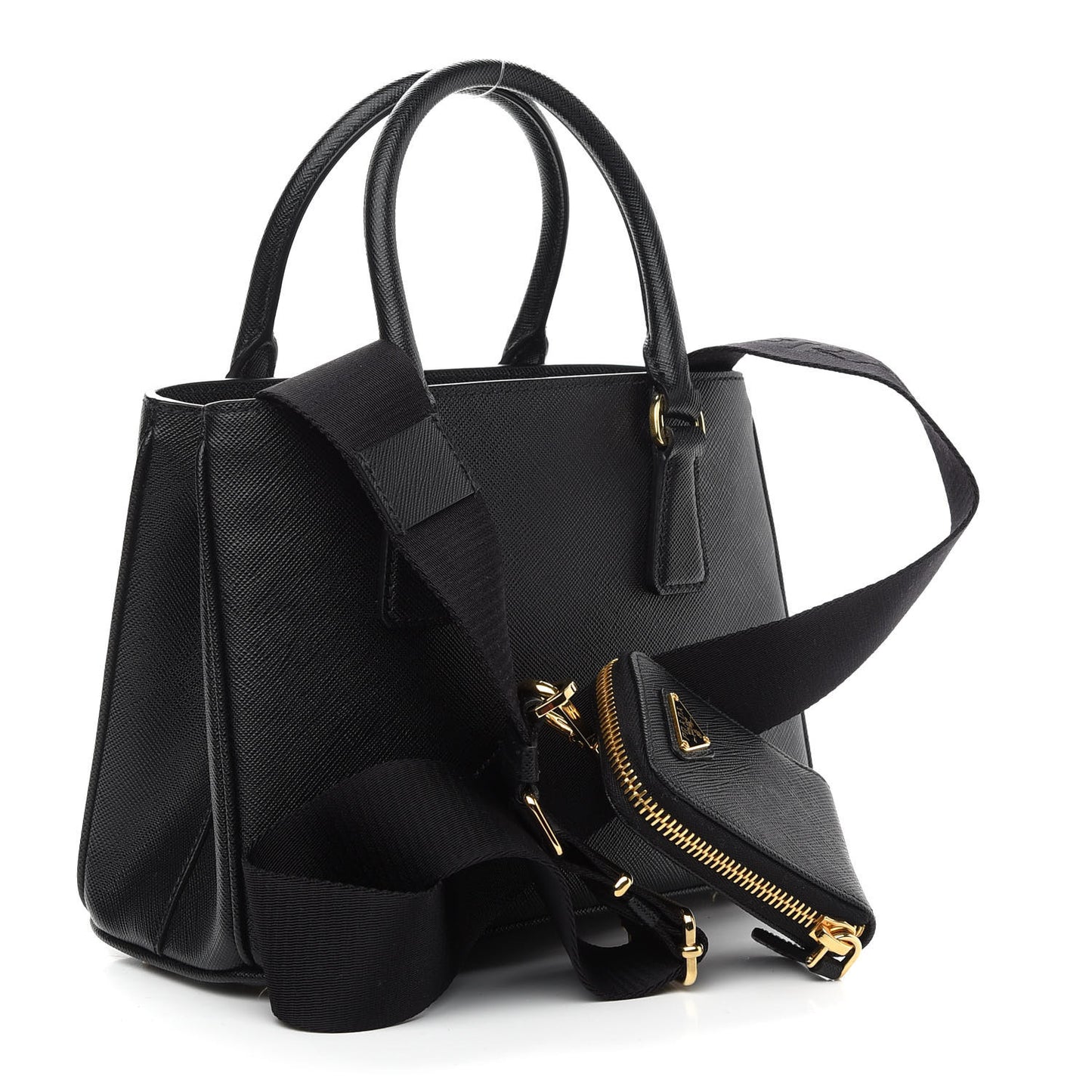 Saffiano Lux Micro Galleria Shoulder Bag Black