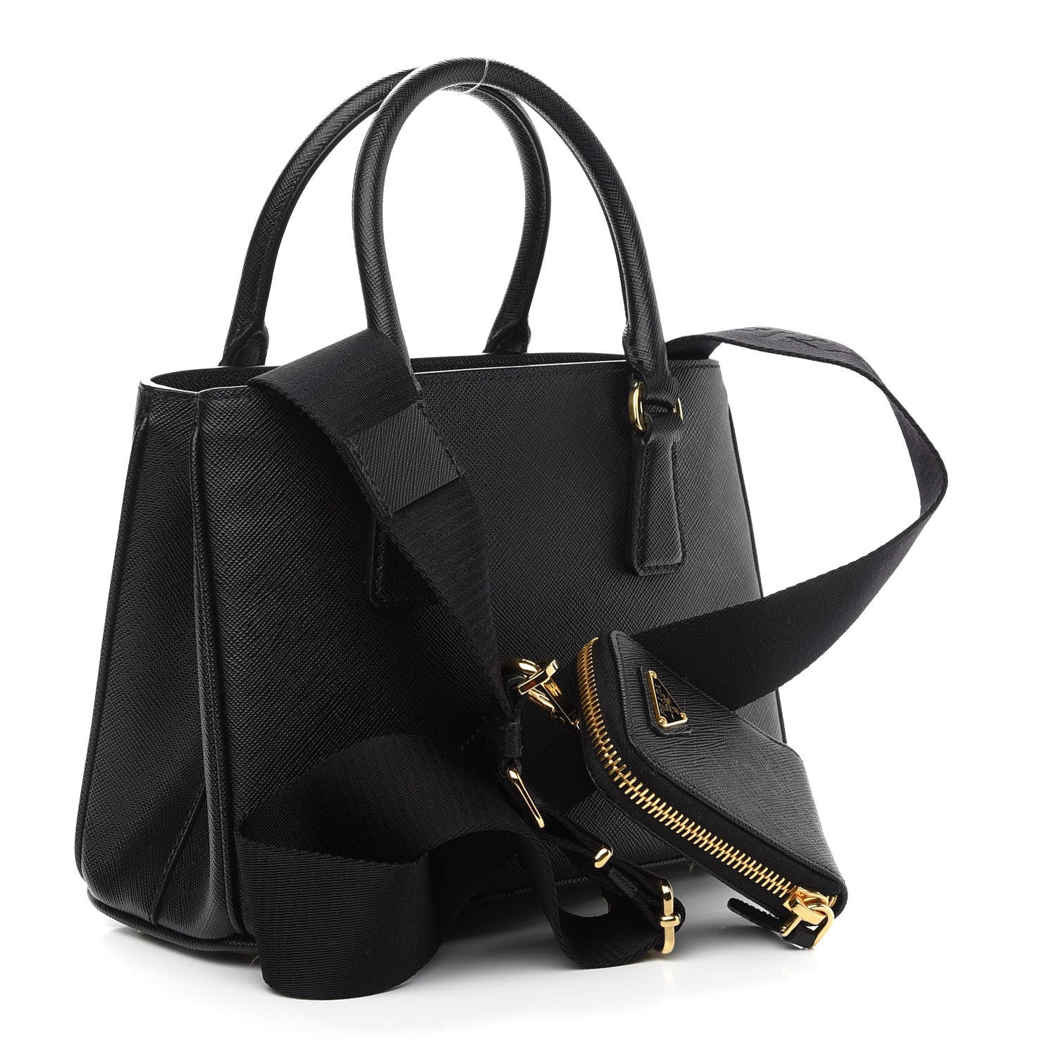 Prada Saffiano Lux Micro Galleria Shoulder Bag Black 3 of 9