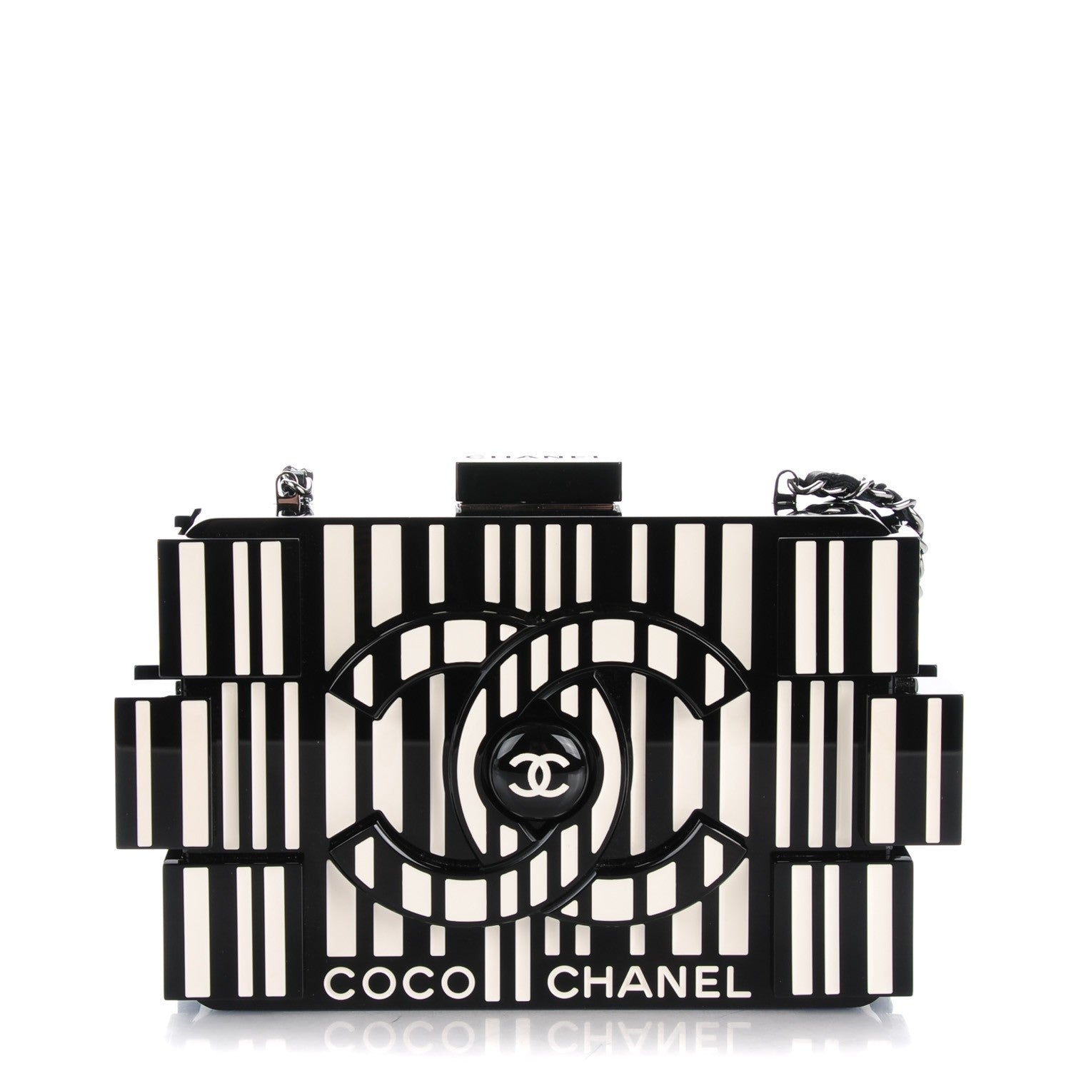 Chanel Plexiglass Barcode Boy Brick Lego Clutch Black 1 of 7