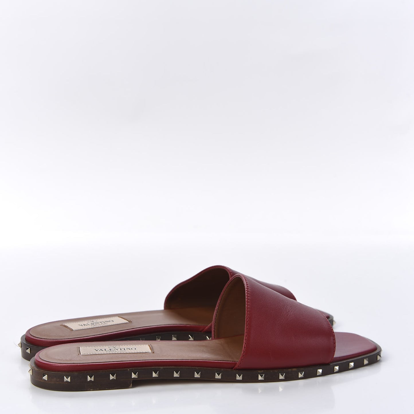Nappa Soul Rockstud Flat Slide Sandals 38 Rosso
