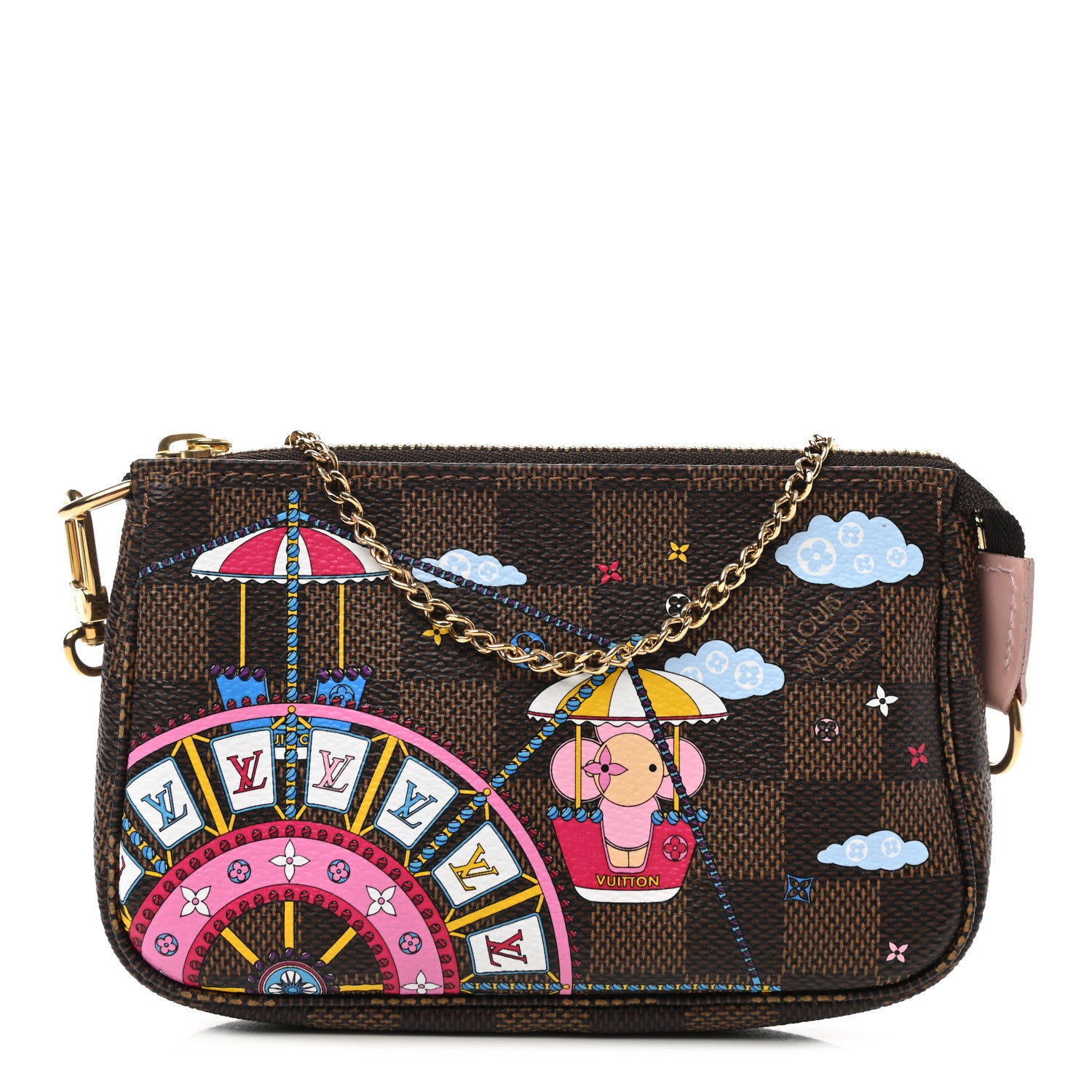 Louis Vuitton Damier Ebene 2020 Christmas Animation Big Wheel Mini Pochette Accessories Rose Ballerine 1 of 7