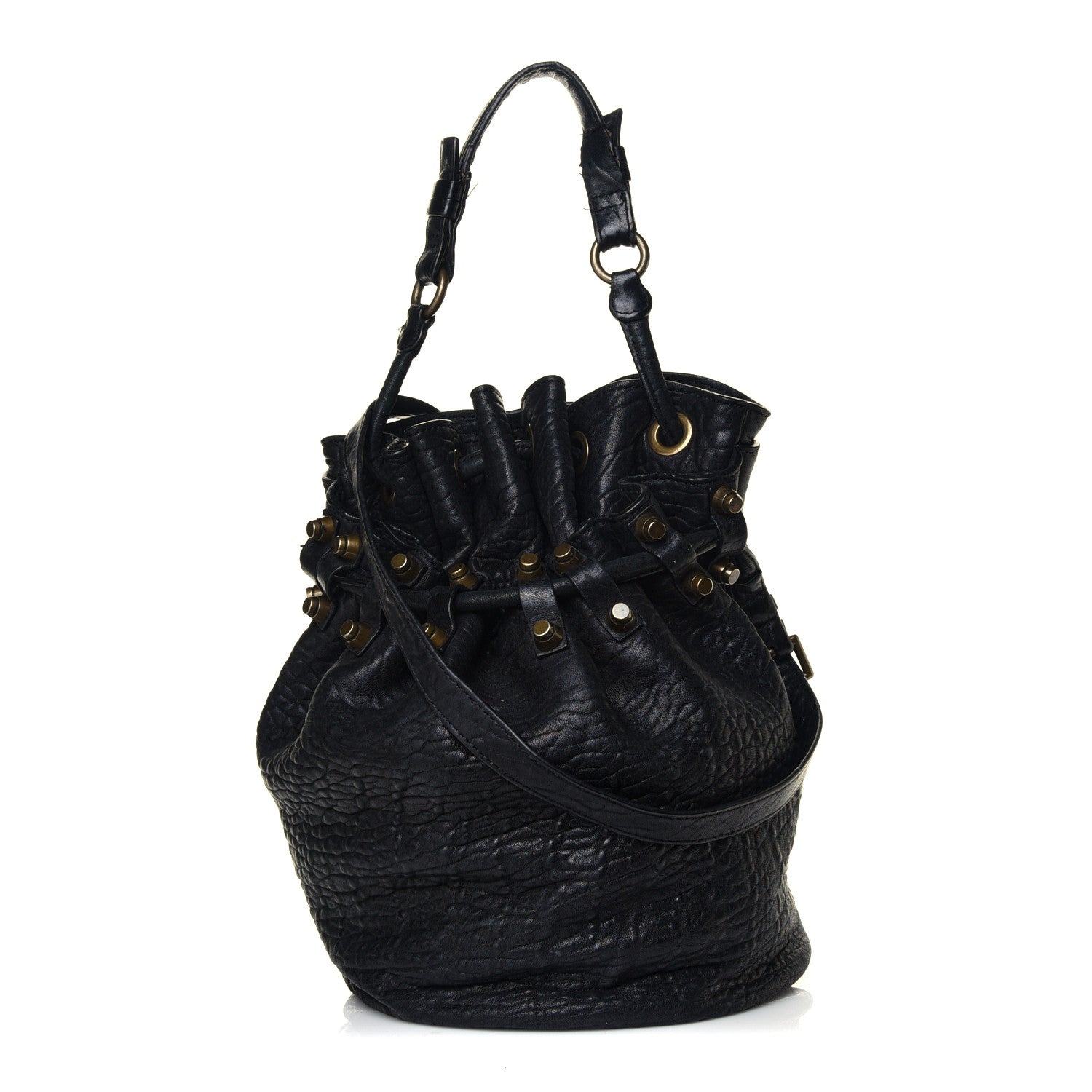 Alexander Wang Pebbled Lambskin Diego Bucket Bag Black Antique Brass Hardware 1 of 4