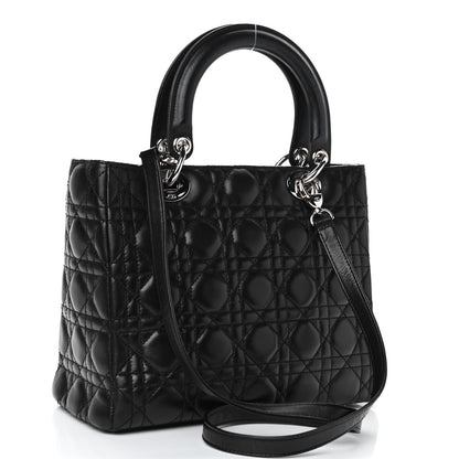 Christian Dior Lambskin Cannage Medium Lady Dior Black 2 of 4
