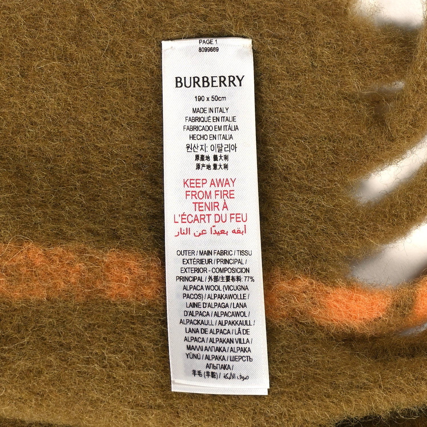 Burberry Mixed Fibers Big Check Fringe Scarf Oxide 1817407