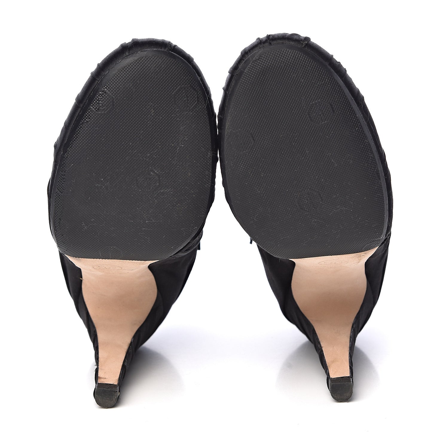 Satin Crystal CC Short Boots 37 Black