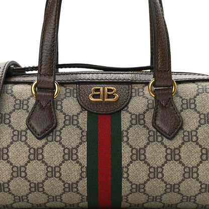 Gucci X BALENCIAGA BB Supreme Monogram Web Small Ophidia Boston Bag Beige New Acero 8 of 11