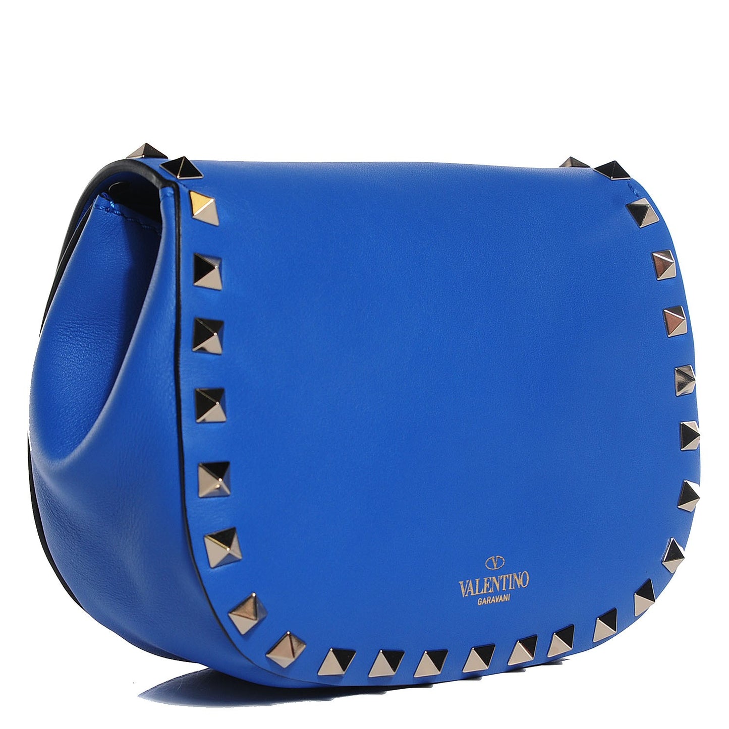 Vitello Mini Rockstud Crossbody Saddle Bag Light Sapphire