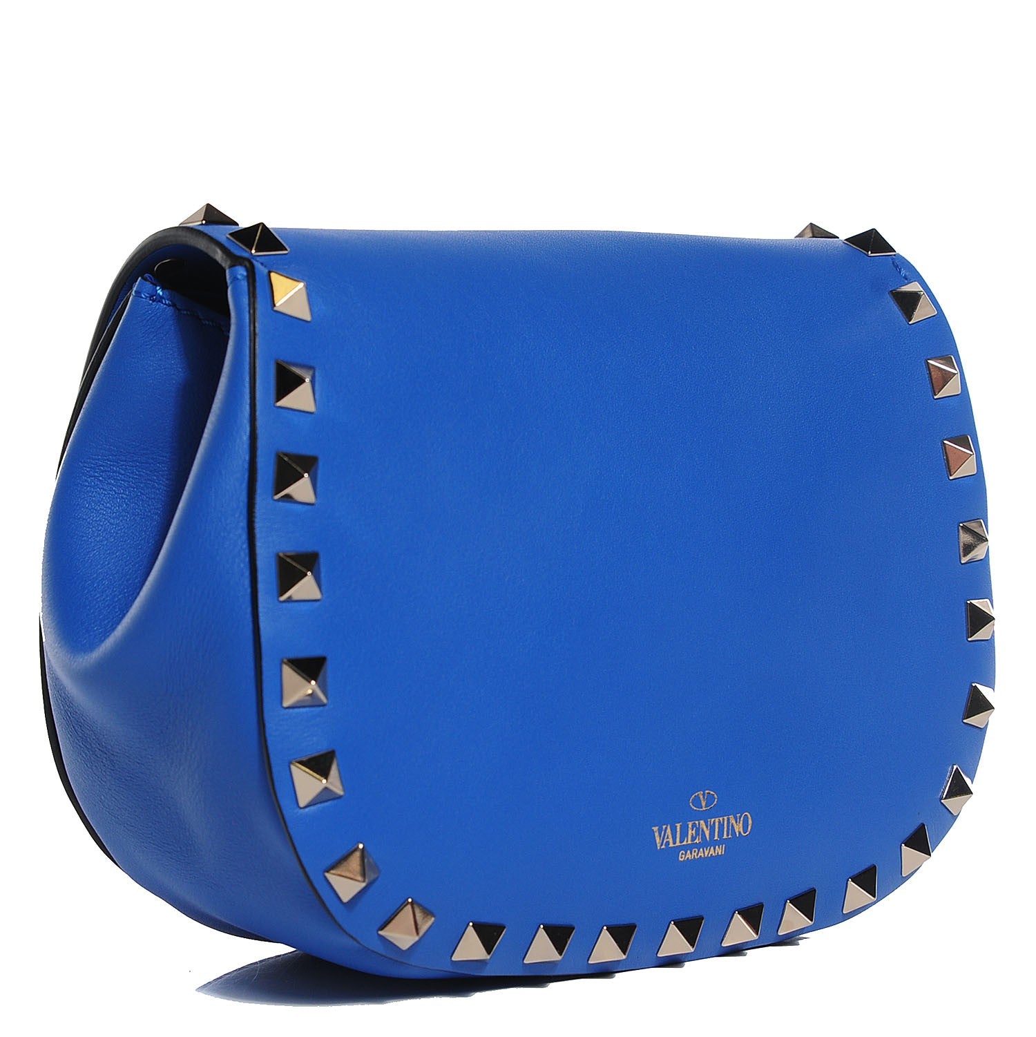 Valentino Garavani Vitello Mini Rockstud Crossbody Saddle Bag Light Sapphire 3 of 8