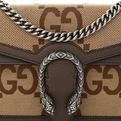 Gucci Monogram Jumbo GG Textured Dollar Calfskin Small Dionysus Shoulder Bag Camel Ebony New Acero 8 of 10