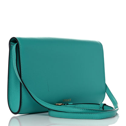 Versace Grained Calfskin La Medusa Crossbody Bag Turquoise 2 of 8